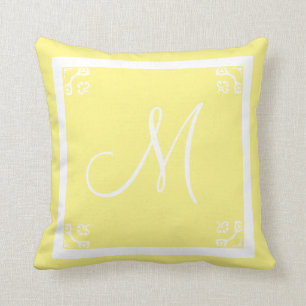 MONOGRAM solid pale Yellow personalized custom Throw Pillow