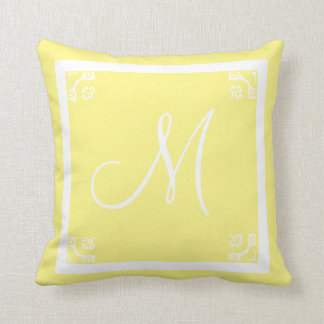 MONOGRAM solid pale Yellow personalized custom Throw Pillow