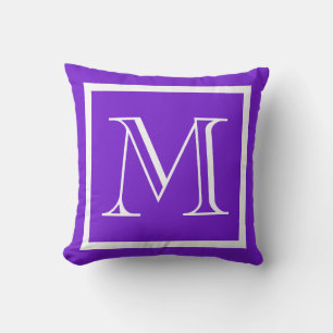 MONOGRAM Solid Purple Bright Grape plain outdoor Pillow