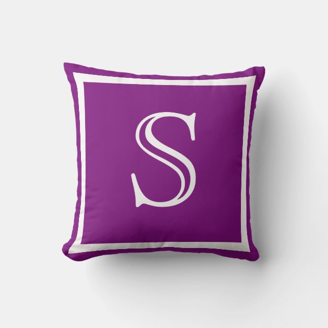 MONOGRAM Solid Purple bright plain pillow (Front)