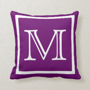 MONOGRAM Solid Purple  Grape plain pillow