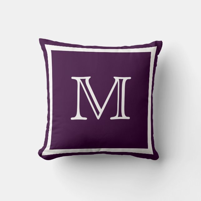 MONOGRAM Solid Purple Soft Dark Grape plain pillow (Front)