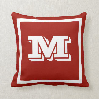 MONOGRAM solid Red custom Throw Pillow