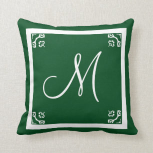 MONOGRAM solid spruce green personalized custom Throw Pillow