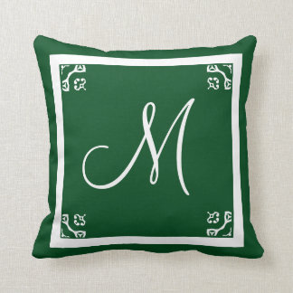 MONOGRAM solid spruce green personalized custom Throw Pillow