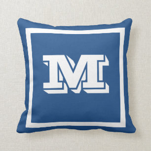 MONOGRAM solid teal blue custom Throw Pillow