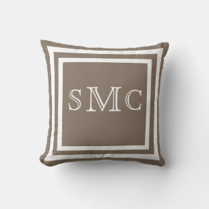 MONOGRAM Solid warm grey white plain pillow