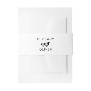 Monogram Sophisticated Retro 70's Name Belly Band  Invitation Belly Band