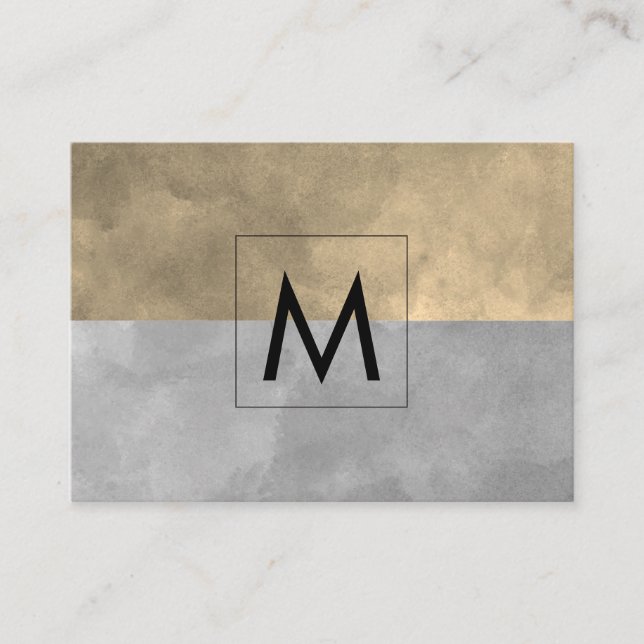 Monogram Sophisticated Sepia Grey Colour Blocks Business Card (Front)