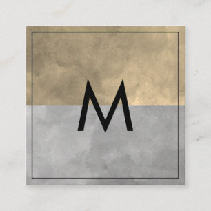 Monogram Sophisticated Sepia Grey Colour Blocks Square Business Card