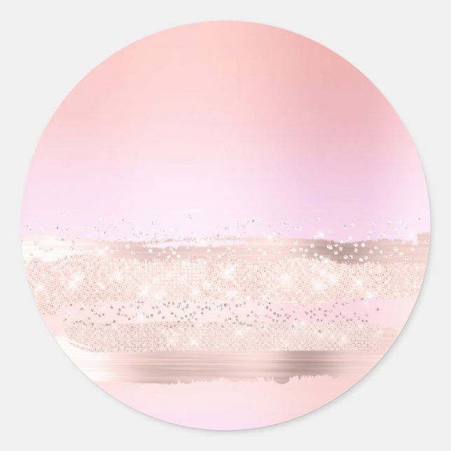 Monogram Spark Rose  Blush Makeup Pastels Beauty Classic Round Sticker (Front)