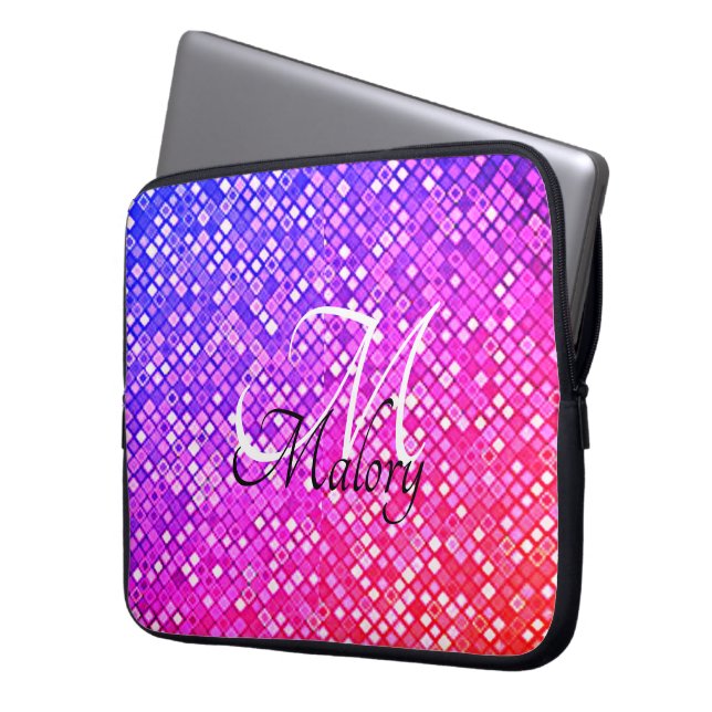 Monogram Sparkle Personalized Laptop Sleeve (Front Left)