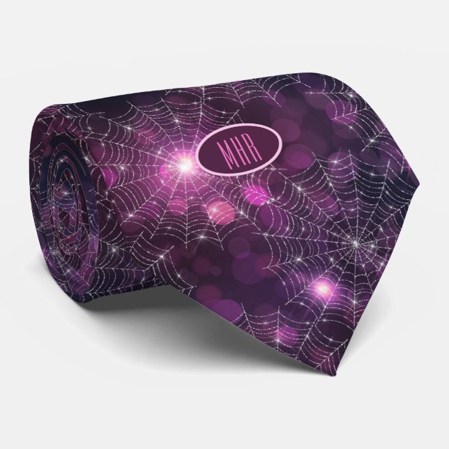 Monogram Sparkling Spider Webs Business Necktie (Rolled)