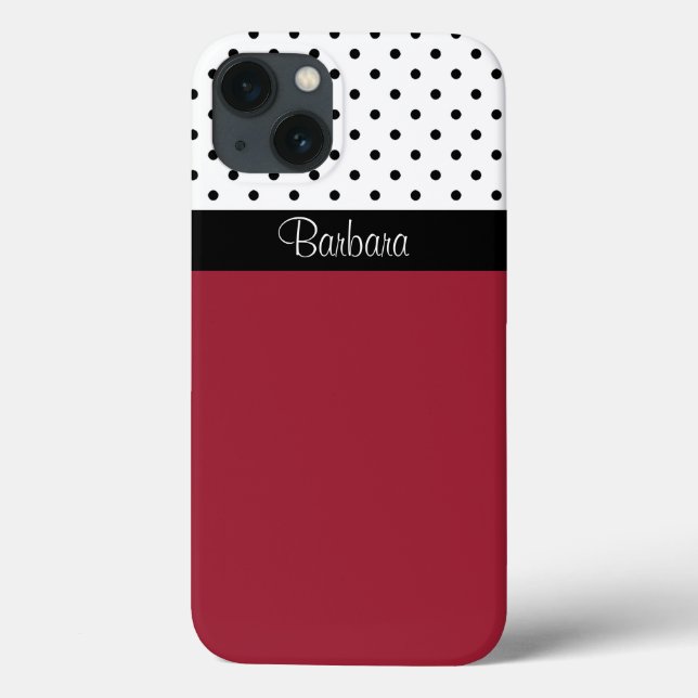 Monogram Spicy Red, Black White Dots Colour Block Case-Mate iPhone Case (Back)