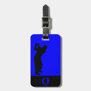 Monogram Sports Black Blue Golf Luggage Travel Tag