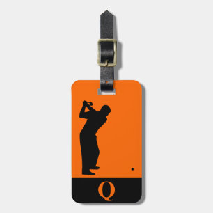 Monogram Sports Black Orange Golf Luggage Travel Luggage Tag
