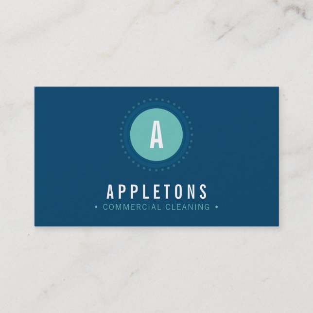 MONOGRAM SPOT modern minimal bold navy blue mint Business Card (Front)