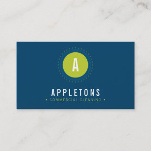 MONOGRAM SPOT modern minimal bold navy lime green Business Card