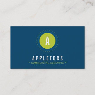 MONOGRAM SPOT modern minimal bold navy lime green Business Card