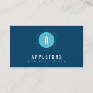 MONOGRAM SPOT modern minimal bold navy turquoise Business Card
