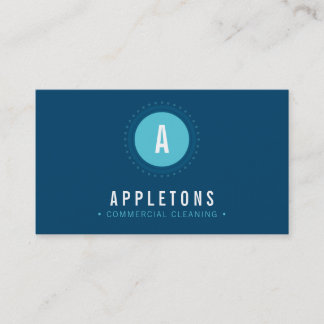 MONOGRAM SPOT modern minimal bold navy turquoise Business Card