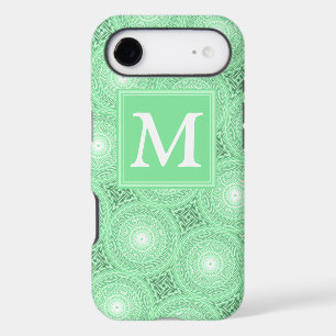 Monogram spring green circles pattern