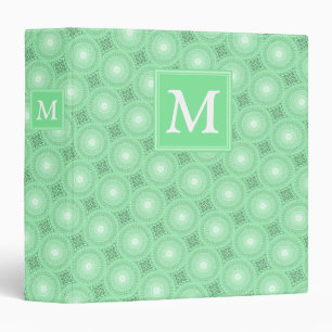 Monogram spring green circles pattern binder