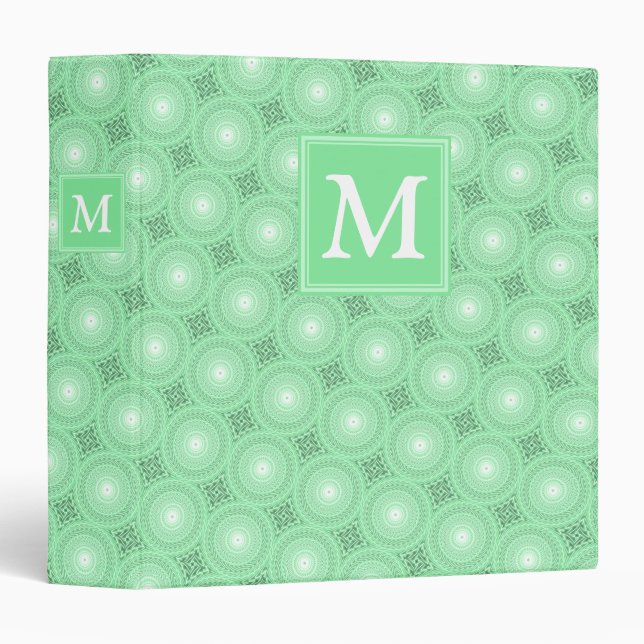 Monogram spring green circles pattern binder (Front/Spine)