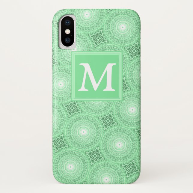 Monogram spring green circles pattern Case-Mate iPhone case (Back)