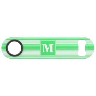 Monogram spring green stripes speed bottle opener