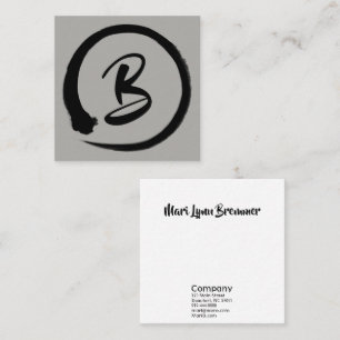 Monogram square businesscards in black enso circle business card