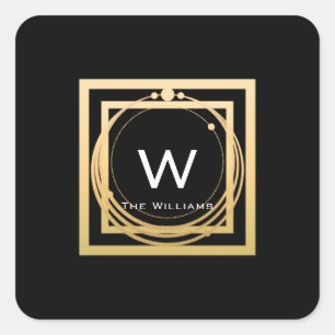 Monogram Square Golden Frame Minimalism Geometric Sticker