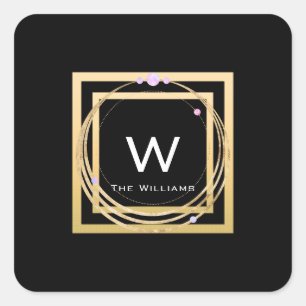 Monogram Square Golden Frame Minimalism Geometry Sticker