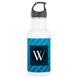 Monogram Square on Blue Diagonal Stripes 532 Ml Water Bottle