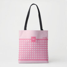 Monogram Square Pattern Tote Bag