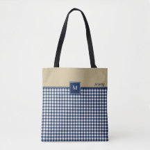 Monogram Square Pattern Tote Bag
