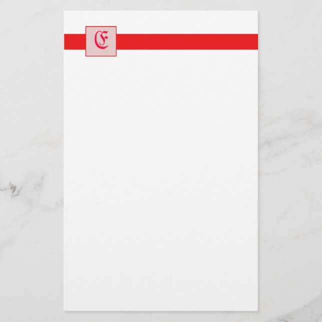 Monogram Square (Red) Stationery (Front)