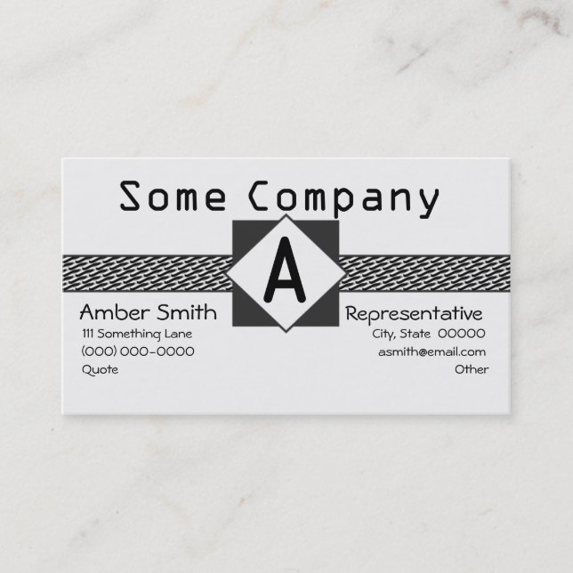 Monogram Square Ribbon Collection Business Card (Front)