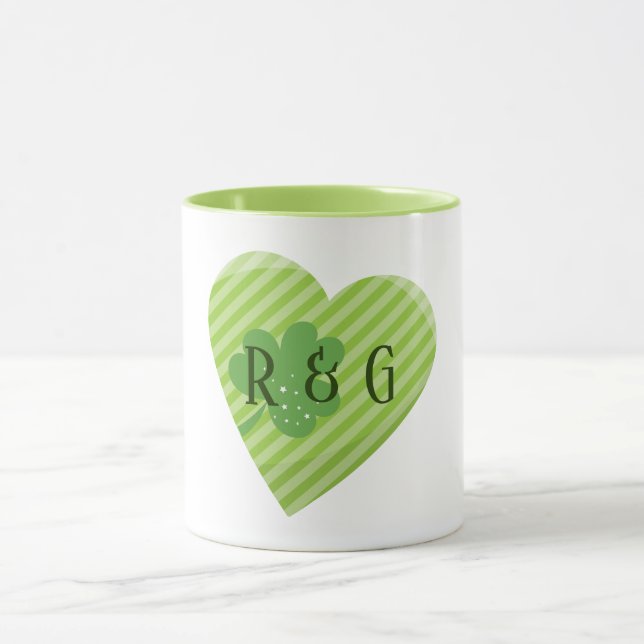 Monogram St. Patrick's Stripes heart Mug (Center)