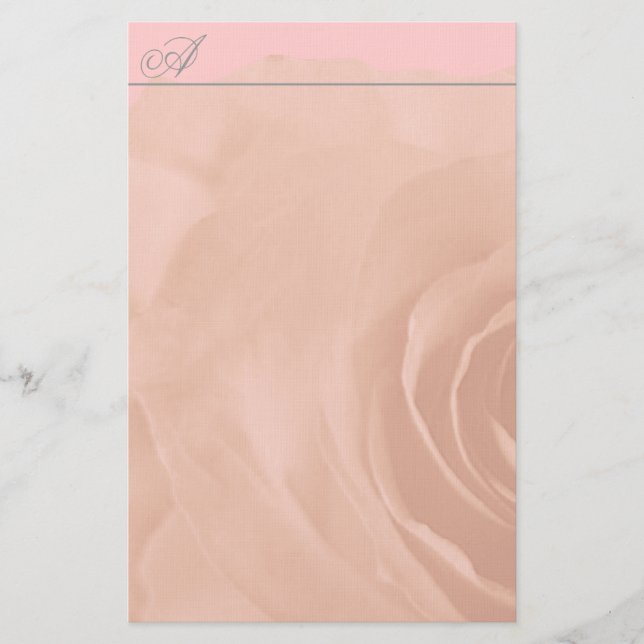 Monogram Stationery Faded Rose On Pale Pink (Front)