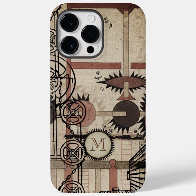 Monogram Steam Punk Gear Personalized iphone Case (Back)