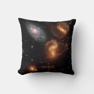 Monogram Stephans Quintet deep space star galaxies Throw Pillow