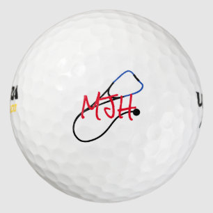 Monogram Stethoscope graphic with your initials Golf Balls