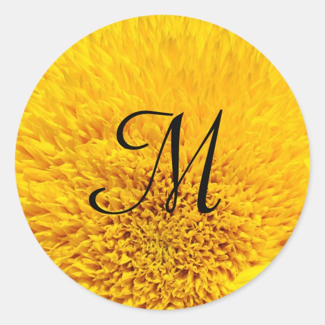 Monogram Sticker Seals Yellow Sunflower Petals (Front)