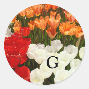 Monogram stickers Letters envelope seals Tulips