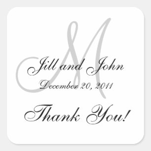 Monogram Stickers Square for Weddings Thank You