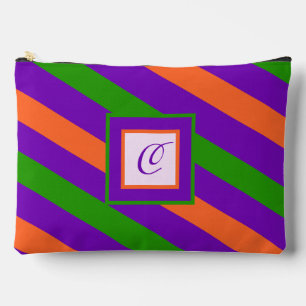 Monogram Striped Colorful & Vibrant  Accessory Pouch