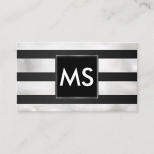 Monogram Stripes Bokeh Business Card