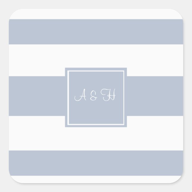 Monogram & Stripes Light Blue Stickers (Front)