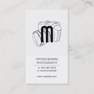 Monogram Stripes Photographer Camera Business Card